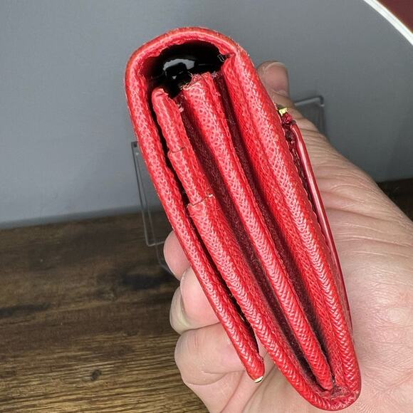 Prada Peonia Red Saffiano/Metal Wallet - Picture 9 of 13